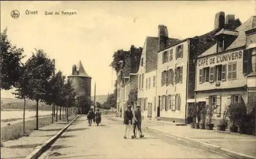 Ak Givet Ardennes, Quai du Rempart, Café de l'Univers