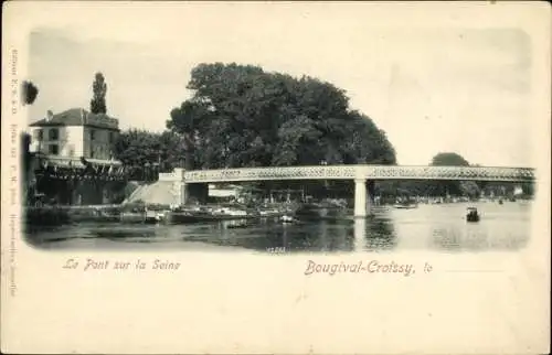 Ak Croissy Bougival Yvelines, Le Pont sur la Seine