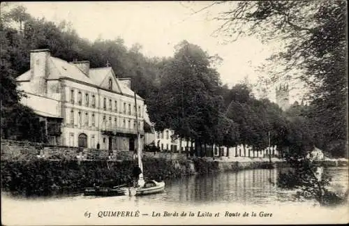 Ak Quimperlé Finistère, Les Bords de la Laita et Route de la Gare