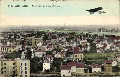 Ak Alfortville Val de Marne, Panorama, La Seine vue a vol d'oiseau