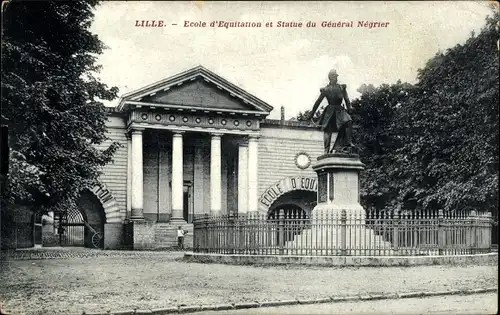 Ak Lille Nord, Ecole d'Equitation et Statue du General Negrier