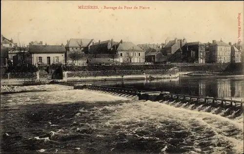 Ak Mezieres Eure, Barrage du Pont de Pierre