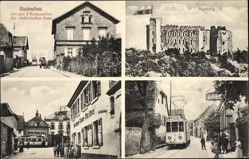 Ak Diedesfeld Neustadt Weinstraße, Haltestellen der elektrischen Bahn, Maxburg, Gasthaus zur Traube