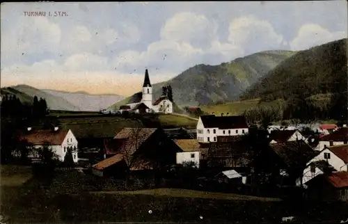 Ak Turnau Steiermark, Gesamtansicht, Kirche