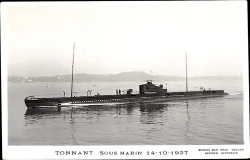 Ak Französisches Kriegsschiff, U-Boot Tonnant Sous Marin 14-10-1937