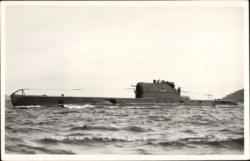 Ak Französisches Kriegsschiff, U-Boot La Creole Sous Marin