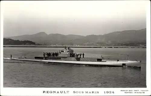 Ak Französisches Kriegsschiff, U-Boot Regnault Sous Marin 1924