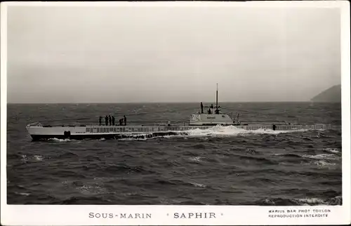 Ak Französisches Kriegsschiff, U-Boot Saphir Sous Marin