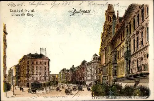Litho Budapest Ungarn, Elisabeth-Ring