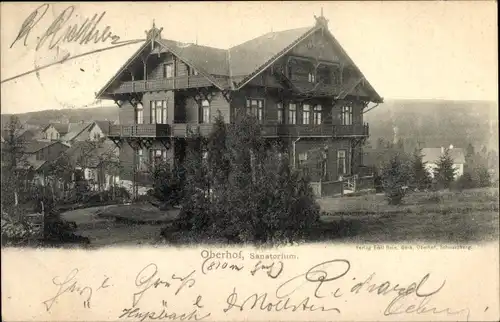 Ak Oberhof im Thüringer Wald, Blick auf das Sanatorium, Holzhaus, Balkone