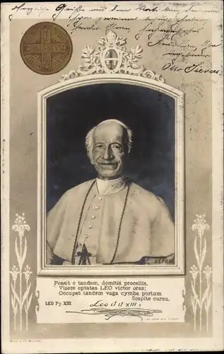 Präge Passepartout Ak Papst Leo XIII., Portrait