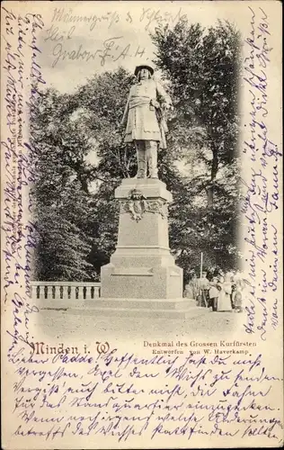 Ak Minden in Westfalen, Denkmal des Großen Kurfürsten