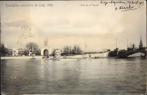 Ak Liège Lüttich Wallonien, Exposition universelle 1905, Vue de la Meuse