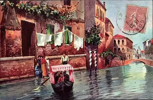 Ak Venezia Venedig Veneto, Fondamenta e ponte dei chercier