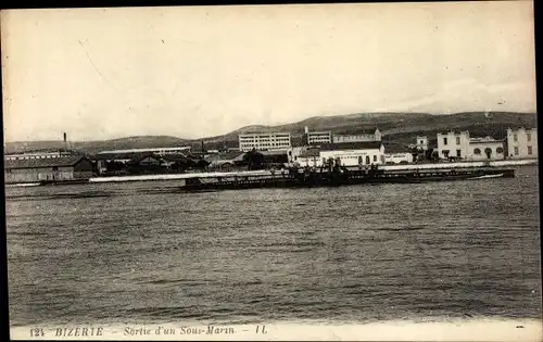 Ak Bizerte Tunesien, Französisches U Boot, Sortie d'un Sous Marin