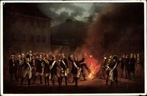 Studentika Künstler Ak Verhas, Heidelberg, Fackelzug der Studenten