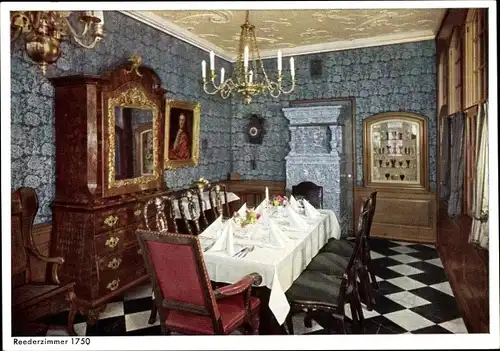 Ak Hamburg Mitte Altstadt, Alt Hamburger Bürgerhaus, Grimm 30, Reederzimmer 1750, Sammlung Lachmund