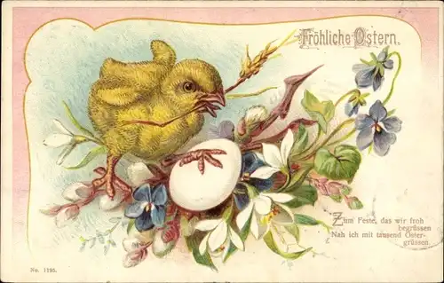 Ak Glückwunsch Ostern, Osterei, Küken