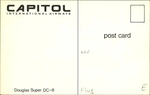 Ak Amerikanisches Passagierflugzeug der Capitol International Airways, Douglas Super DC 8