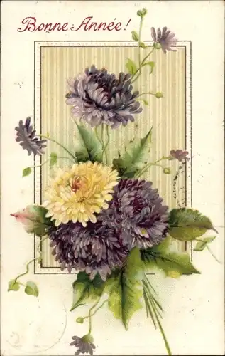 Präge Ak Glückwunsch Neujahr, Blumenstrauß