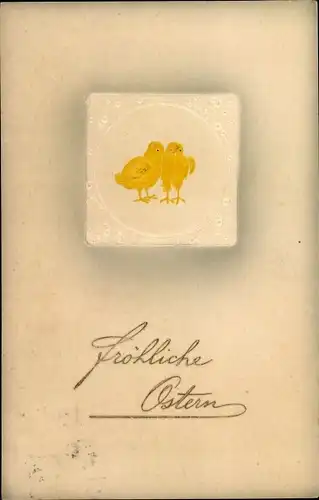 Präge Ak Glückwunsch Ostern, Zwei Küken