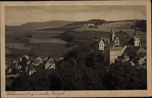 Ak Schwarzenberg im Erzgebirge Sachsen, Panorama mit Türmen