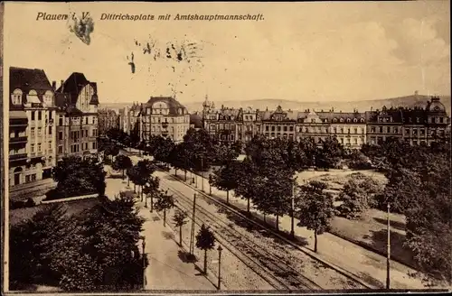 Ak Plauen im Vogtland, Dittrichsplatz mit Amtshauptmannschaft