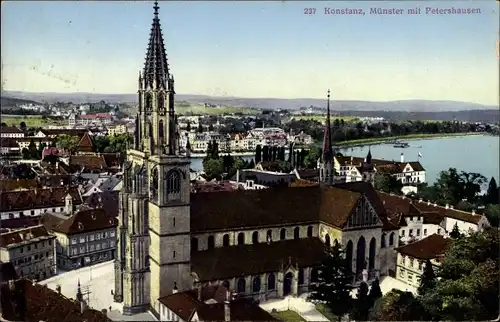 Ak Konstanz am Bodensee, Münster mit Petershausen, Panorama