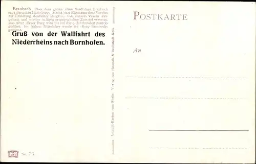 Künstler Ak Astudin, Braubach am Rhein, Marksburg, Wallfahrt des Niederrheins nach Bornhofen