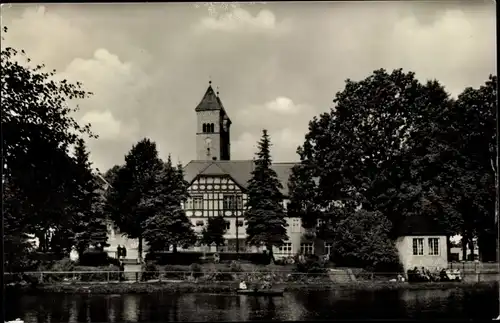 Ak Bad Klosterlausnitz in Thüringen, Klosterkirche mit Gondelteich