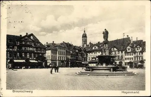 Ak Braunschweig in Niedersachsen, Hagenmarkt, Denkmal