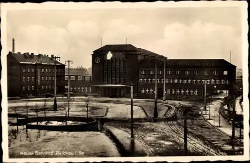 Ak Zwickau in Sachsen, Neuer Bahnhof, Außenansicht