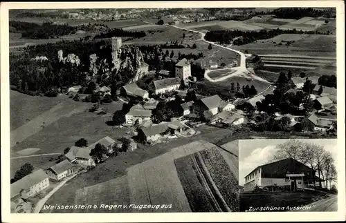 Ak Weißenstein Regen im Bayerischen Wald, Panorama, Pension Schink Zur Schönen Aussicht