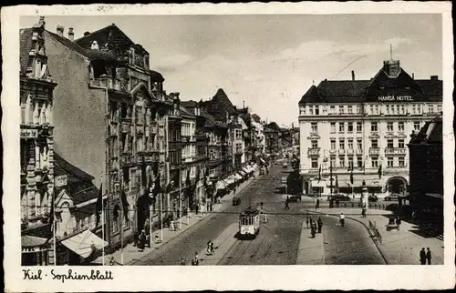 Ak Kiel in Schleswig Holstein, Sophienblatt, Straßenbahn, Hansa Hotel