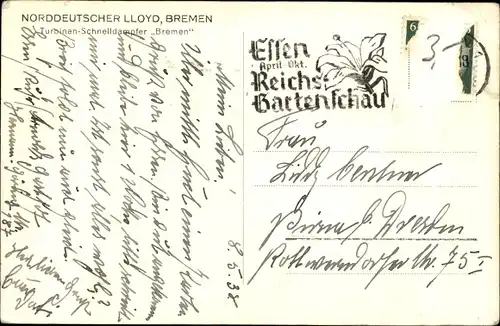 Ak Turbinen Schnelldampfer Bremen, NDL