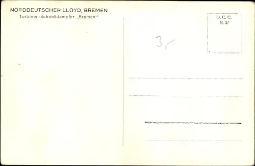 Ak Turbinen Schnelldampfer Bremen, NDL