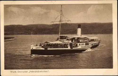 Ak Bodensee, Württembergischer Dampfer Friedrichshafen