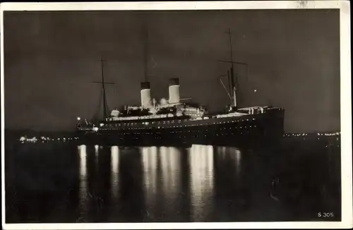 Ak Doppelschrauben Motorschiff Monte Olivia, HSDG, Nachtaufnahme