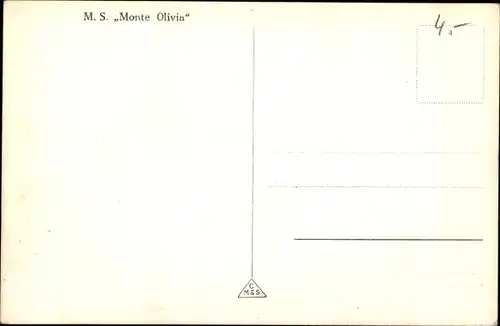Ak Doppelschrauben Motorschiff Monte Olivia, HSDG, Nachtaufnahme
