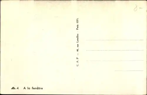 Ak A la fenetre, Paar in Elsässer Trachten am Fenster