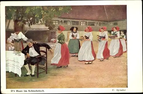 Künstler Ak Spindler, C., D'r Hans im Schnokeloch