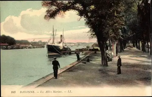 Ak Bayonne Pyrénées Atlantiques, Les Allees Marines