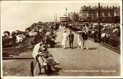 Ak Folkestone Kent England, Leas Promenade Bandstand