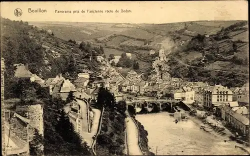 Ak Bouillon Luxemburg Wallonien, Panorama pris de l'ancienne route de Sedan