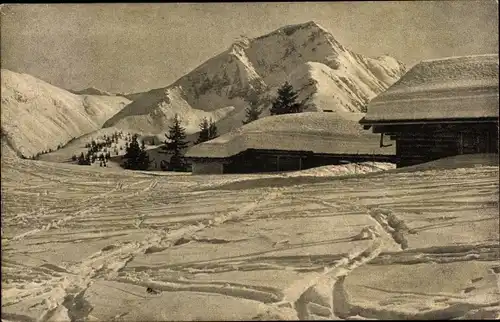 Ak Zweisimmen Kanton Bern, Hornkessel im Winter