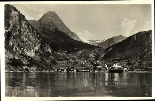 Ak Merok Geiranger Norwegen, Blick in die Bucht
