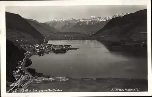 Ak Zell am See in Salzburg, Ort gegen Saalfelden, Luftaufnahme