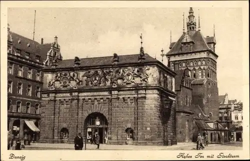 Ak Gdańsk Danzig, Hohes Tor mit Stockturm