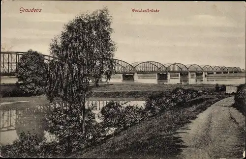 Ak Grudziądz Graudenz Westpreußen, Weichselbrücke