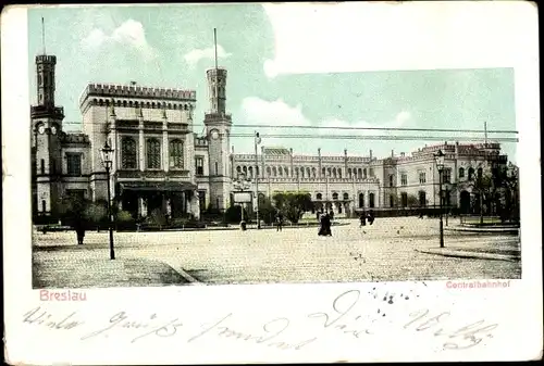 Ak Wrocław Breslau Schlesien, Hauptbahnhof